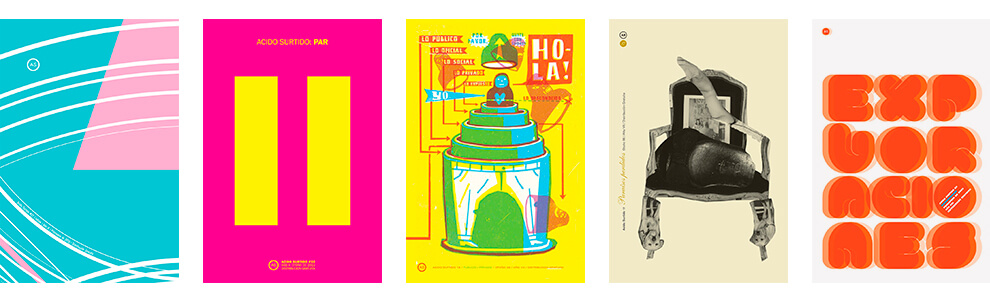 A collection of Ácido Surtido magazine covers created by various designers
