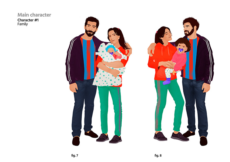 Ejemplo de ilustraciones de una familia